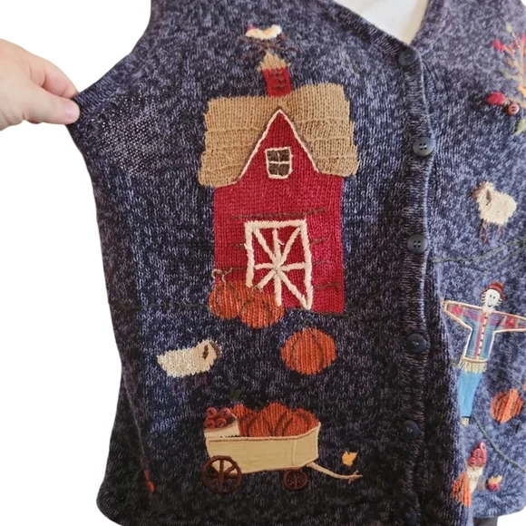 Christopher & Banks Hand Embroidered Fall Harvest Vest - Picture 3 of 8